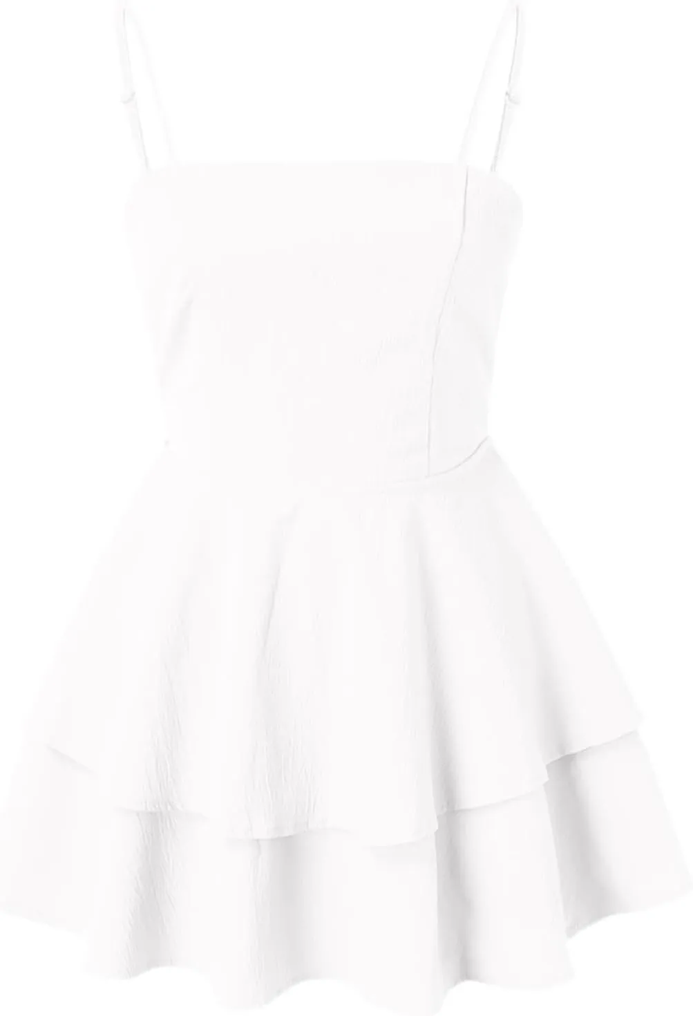 Womens Summer Dresses Solid Spaghetti Strap Loose Coverup Mini Dresses Back Bowknot Ruffle Hem 2025 Party Skirt
