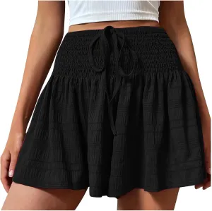 Women's Summer Fashion Solid Color Drawstring Skirts Short High Waisted Mini Skirt Golf Tennis Going Out Shorts