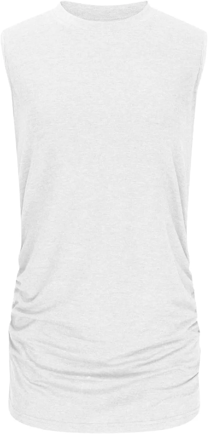 Womens Summer Tank Tops High Neck Workout Crew Neck Sleeveless Top Casual Flowy Trendy Loose Sleeveless Vest Camisole