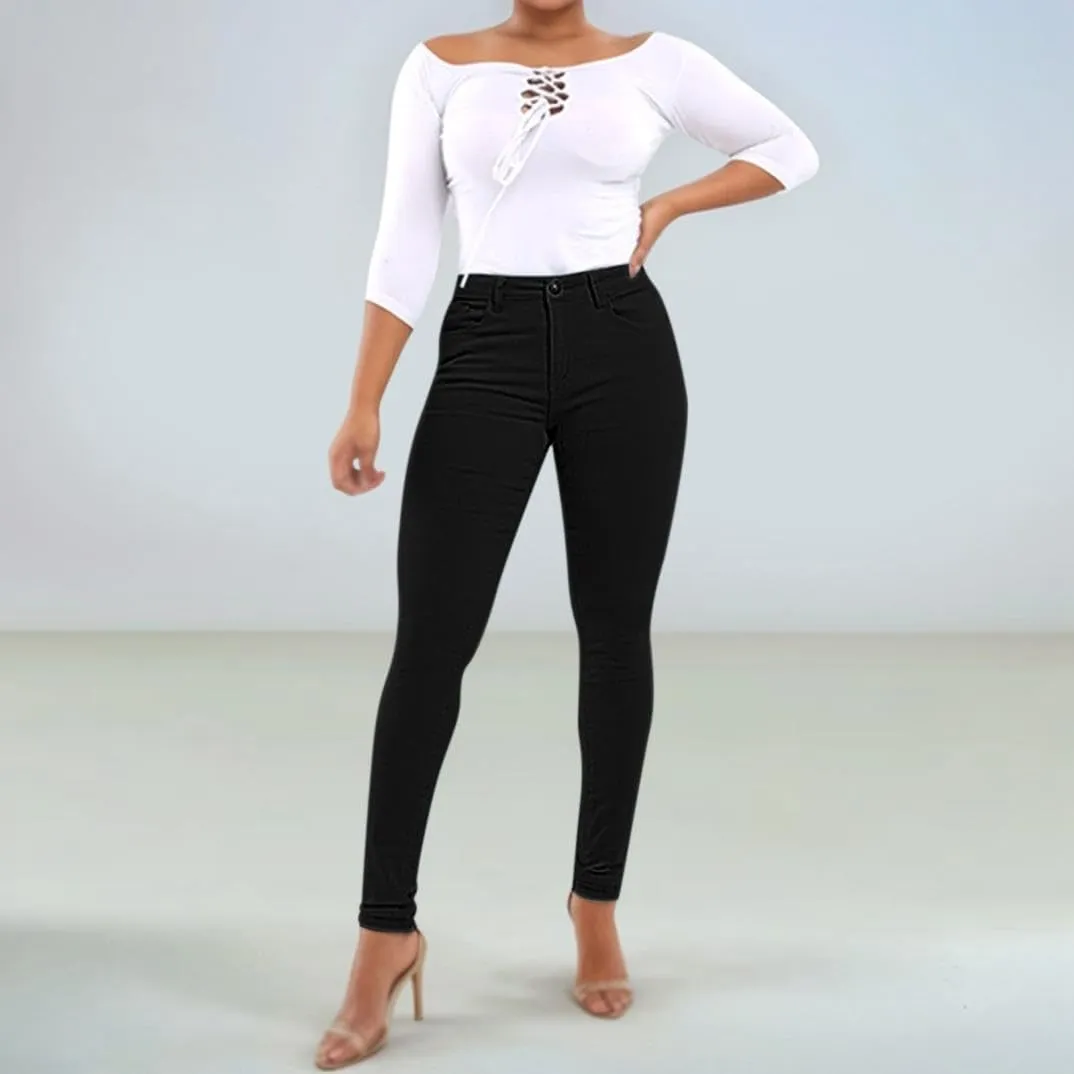 Womens Trendy Skinny Jeans High Waisted Stretch Mom Jeans Casual Dark Wash Denim Pencil Pants for Curvy Women