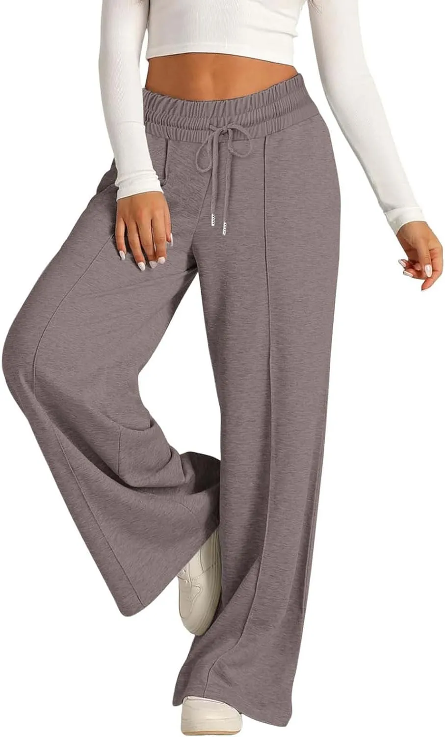 Womens Wide Leg Sweatpants High Waist Cotton Baggy Casual Drawstring Sports Athletic Sweat Pants with Pockets
