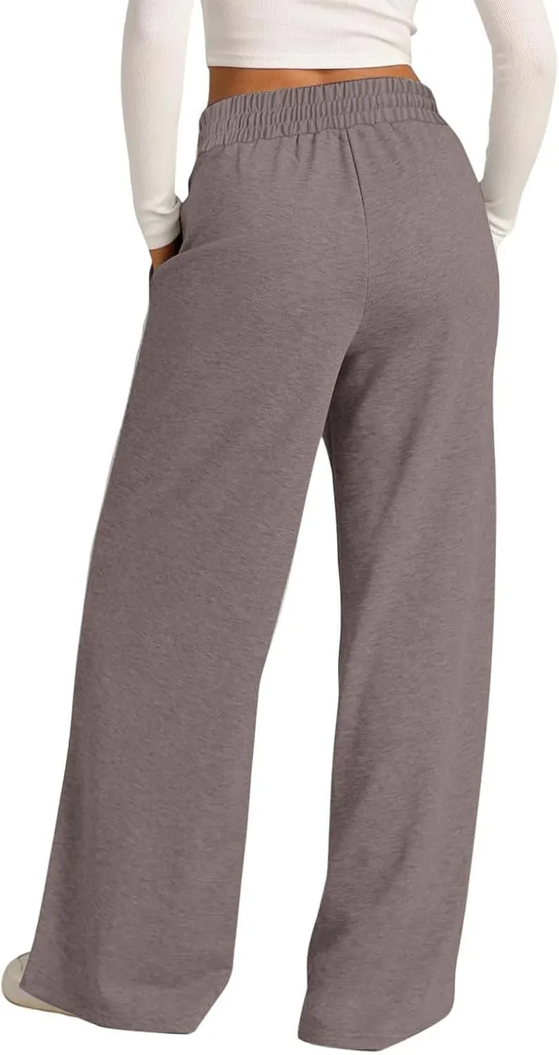 Womens Wide Leg Sweatpants High Waist Cotton Baggy Casual Drawstring Sports Athletic Sweat Pants with Pockets
