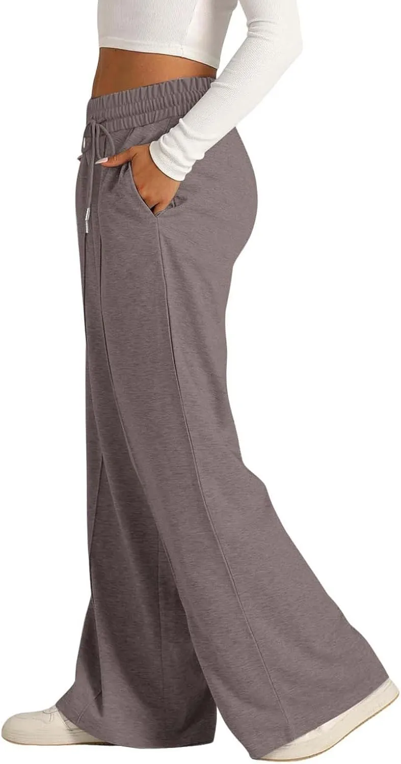 Womens Wide Leg Sweatpants High Waist Cotton Baggy Casual Drawstring Sports Athletic Sweat Pants with Pockets