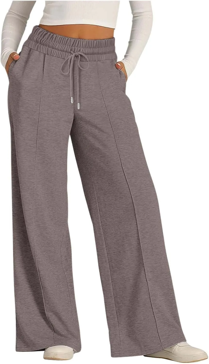 Womens Wide Leg Sweatpants High Waist Cotton Baggy Casual Drawstring Sports Athletic Sweat Pants with Pockets