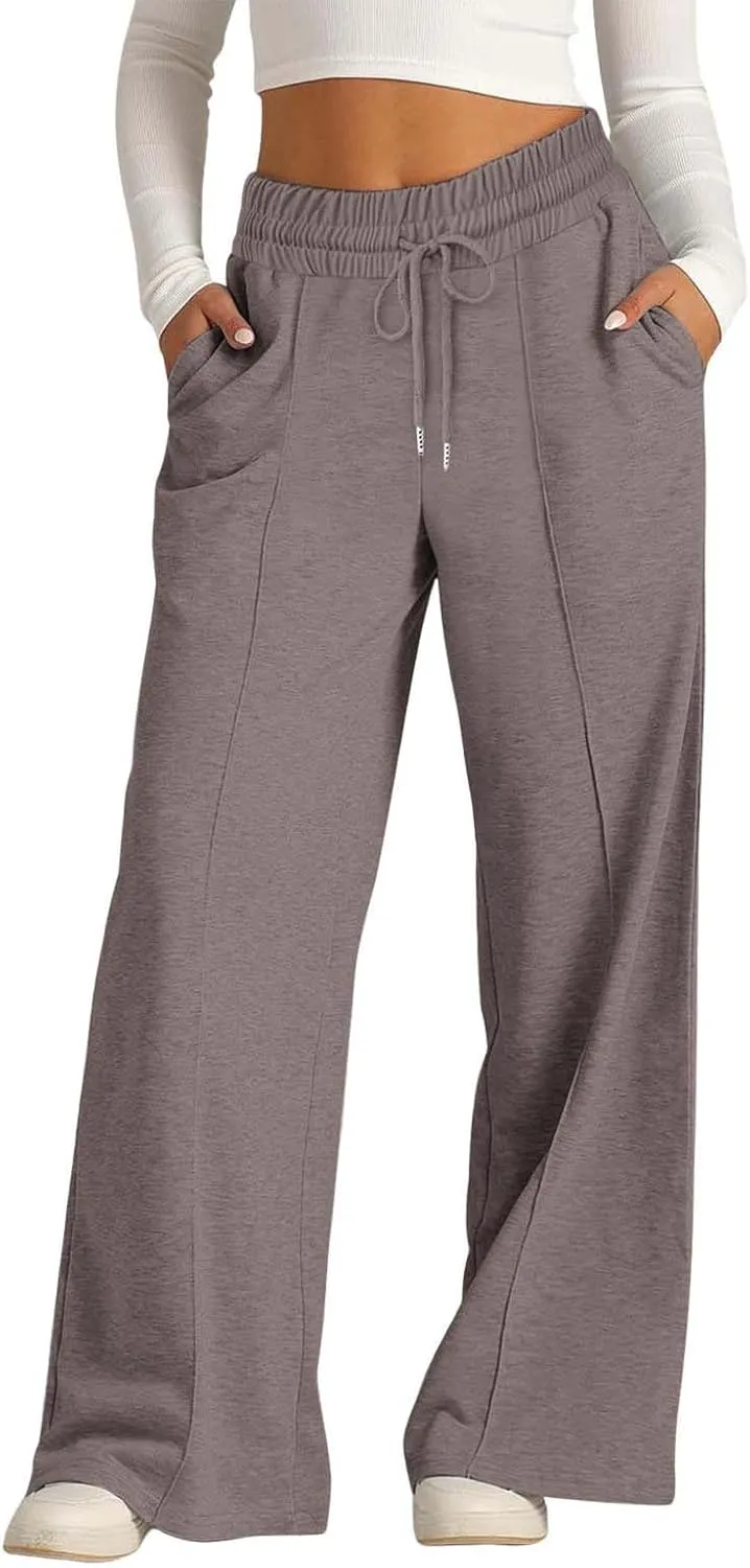 Womens Wide Leg Sweatpants High Waist Cotton Baggy Casual Drawstring Sports Athletic Sweat Pants with Pockets