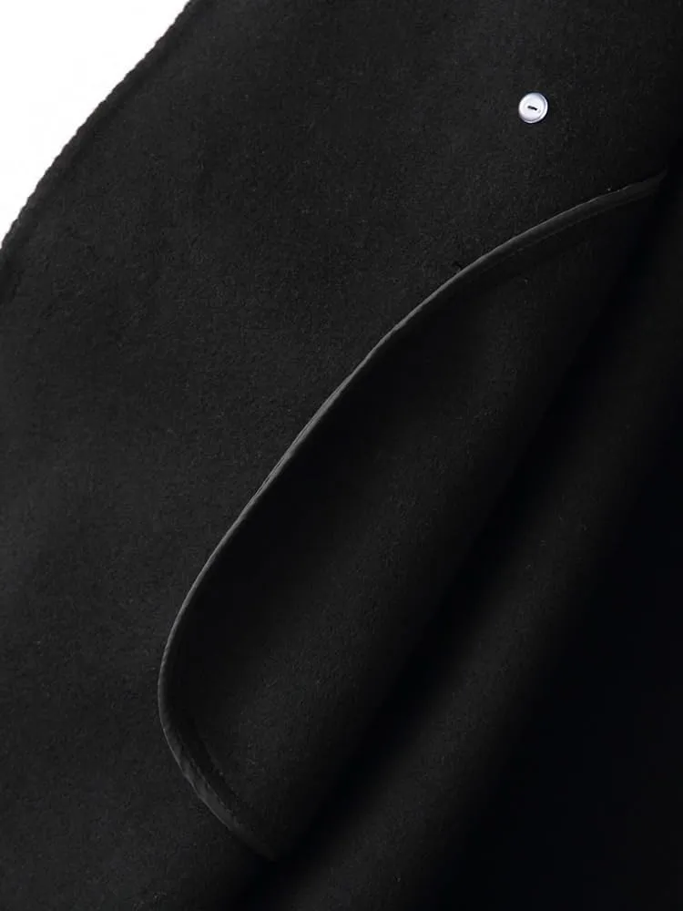 Women's Wool Short Loose Jacket OL Thicken Warm Breasted Wool Blend Pea Trench Coat Jacket with Belts(2XL Code)
