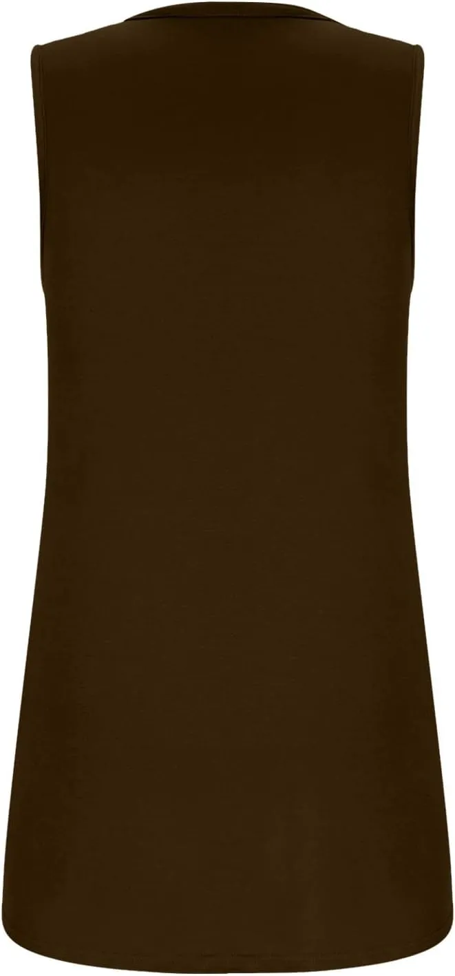 Womne's Summer Sleeveless Square Neck Tank Tops, Flowy Pleated Tunic Shirts for Women, Ladies Loose Fit Tshirt