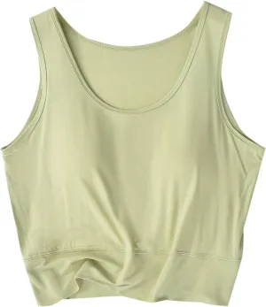 Workout Crop Tank Tops for Women with Chest Pad Casual Sports Fitness Yoga Shirts Summer Seamless Breathable Blouse