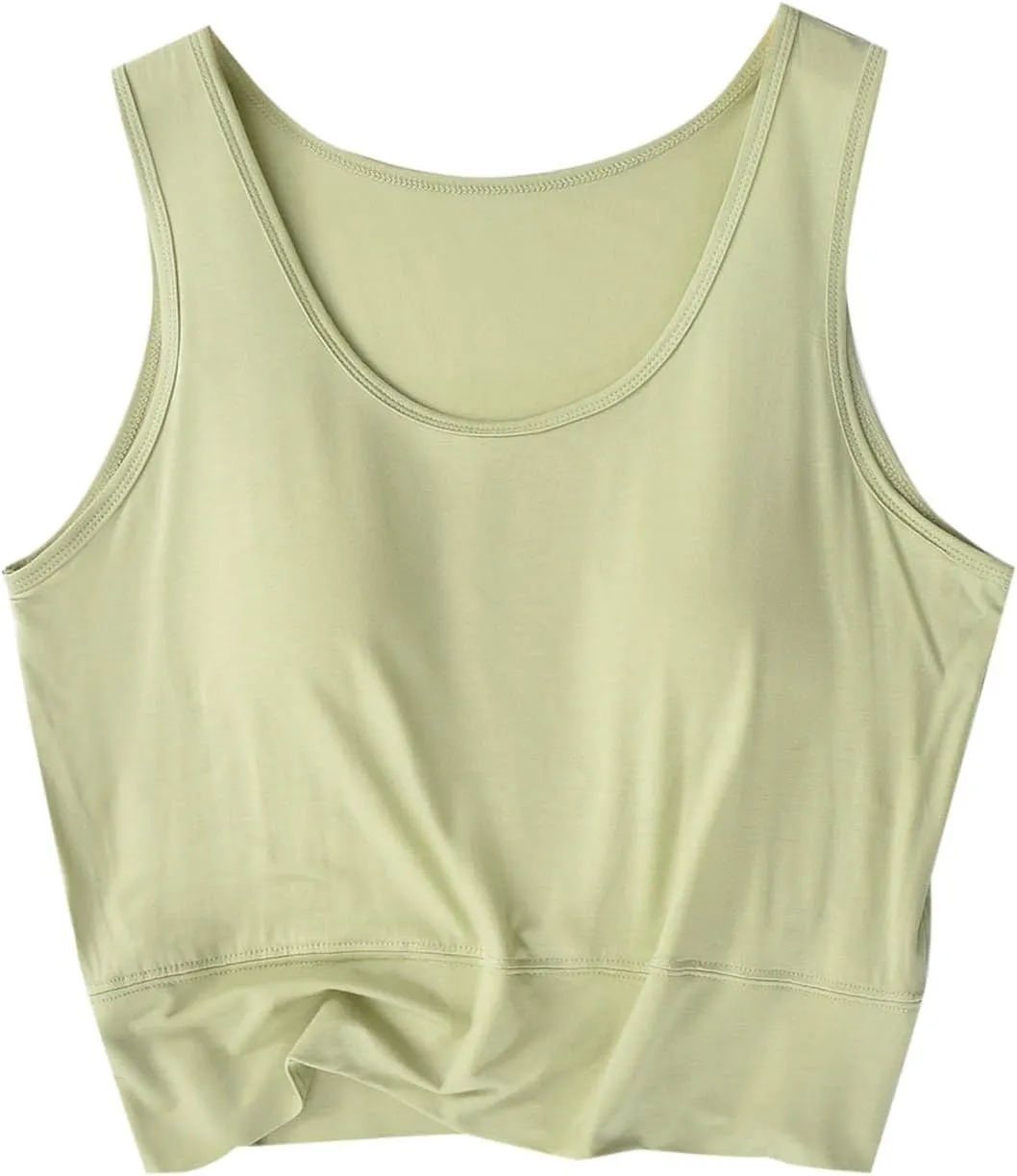 Workout Crop Tank Tops for Women with Chest Pad Casual Sports Fitness Yoga Shirts Summer Seamless Breathable Blouse