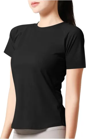 Workout Tops for Women Quick Dry Crewneck Short Sleeve Seamless Gym Shirt Breathable Yoga Athletic Tops