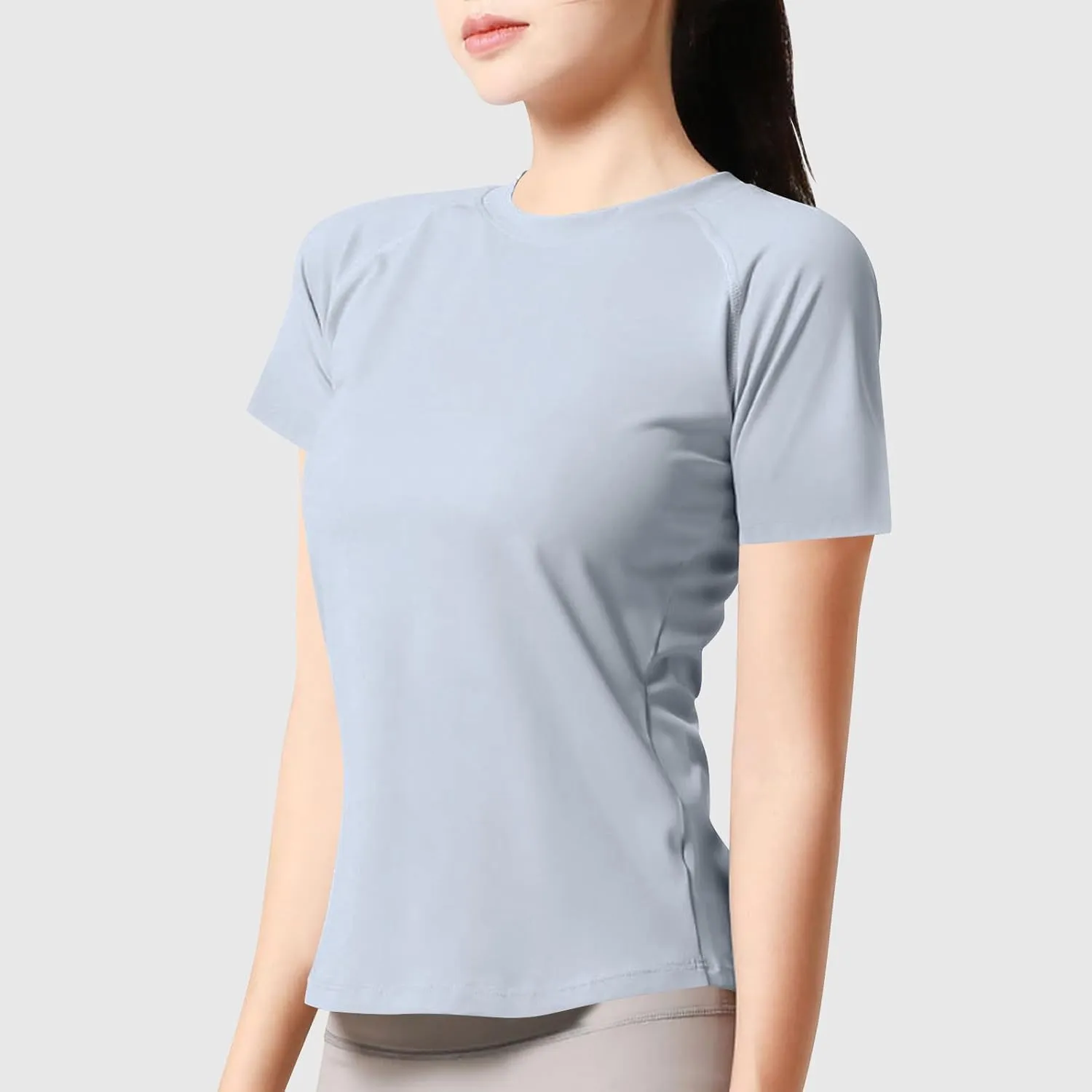 Workout Tops for Women Quick Dry Crewneck Short Sleeve Seamless Gym Shirt Breathable Yoga Athletic Tops
