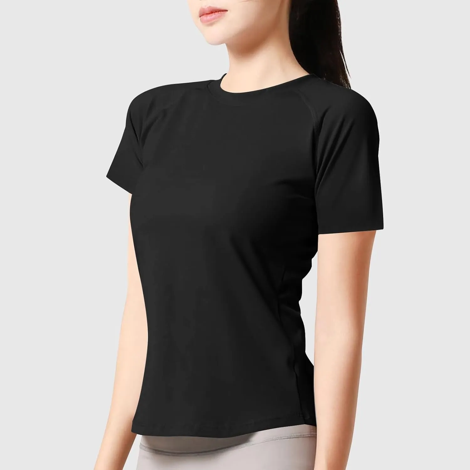Workout Tops for Women Quick Dry Crewneck Short Sleeve Seamless Gym Shirt Breathable Yoga Athletic Tops