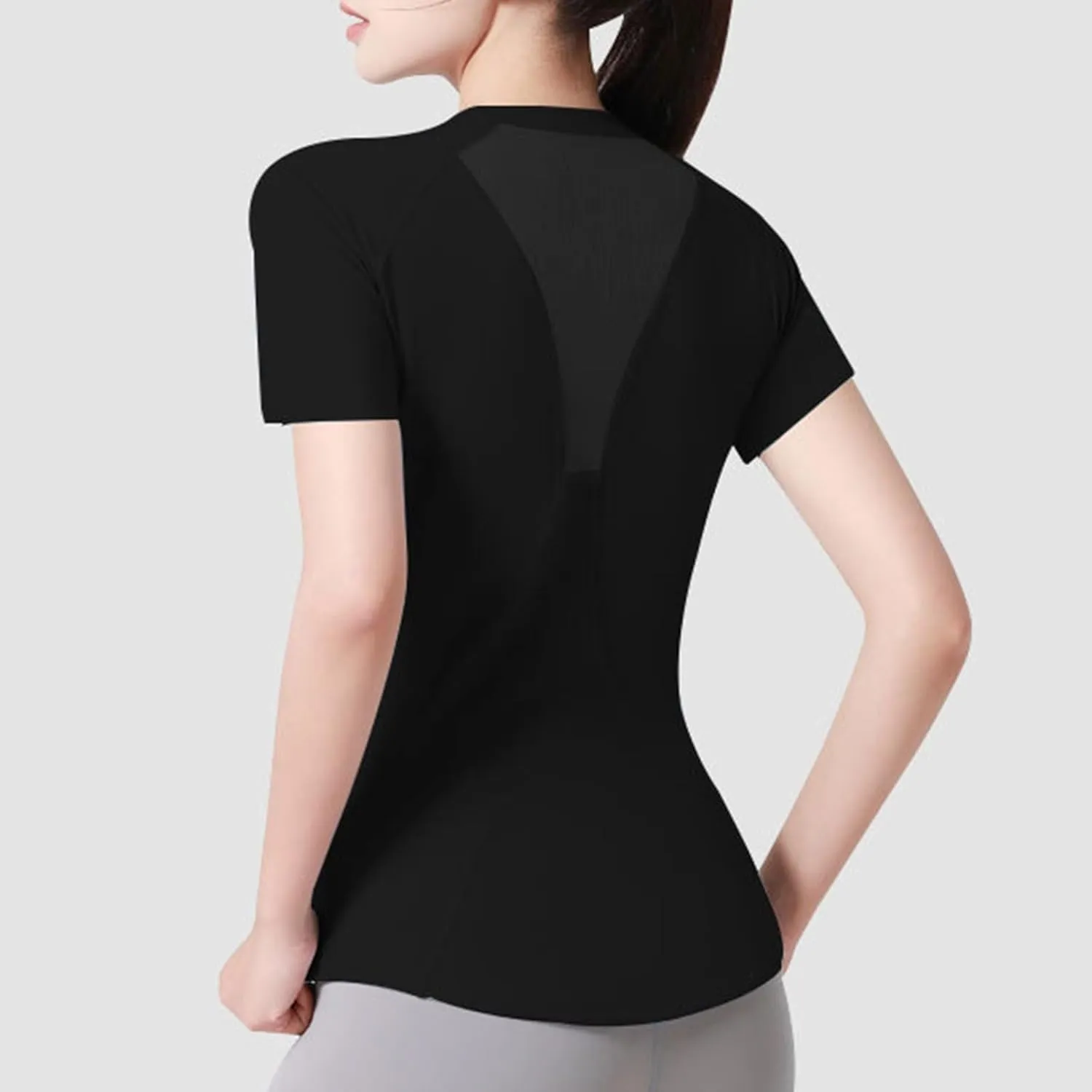 Workout Tops for Women Quick Dry Crewneck Short Sleeve Seamless Gym Shirt Breathable Yoga Athletic Tops