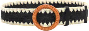 Woven Belt for Women Straw Woven Elastic Stretch Wide Waist Belt Bohemian with Buckle