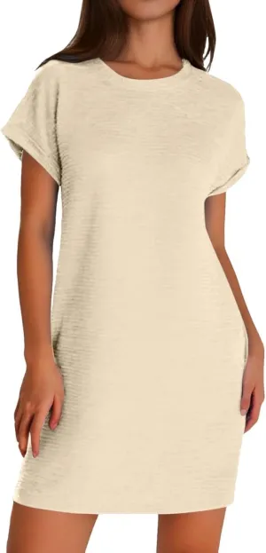 XOWRTE Womens Summer Dresses Fashion 2025 Short Sleeve Spring Mini Dress Casual Beach Vacation Clothes Dresses Cover Up