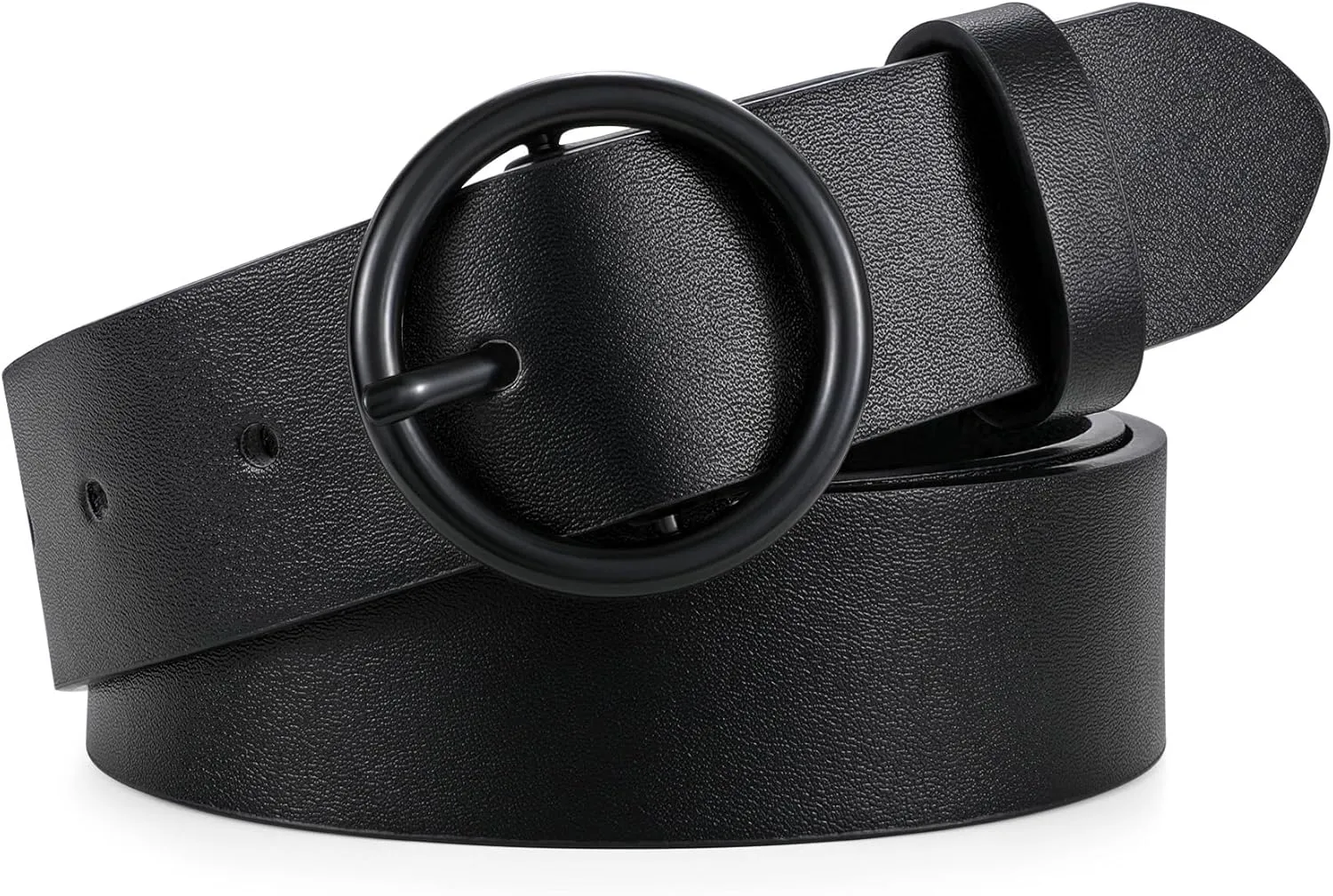 XZQTIVE Women Leather Belt with Circle Gold Buckle Fashion Ladies Waist Belt for Jeans Pants Dresses