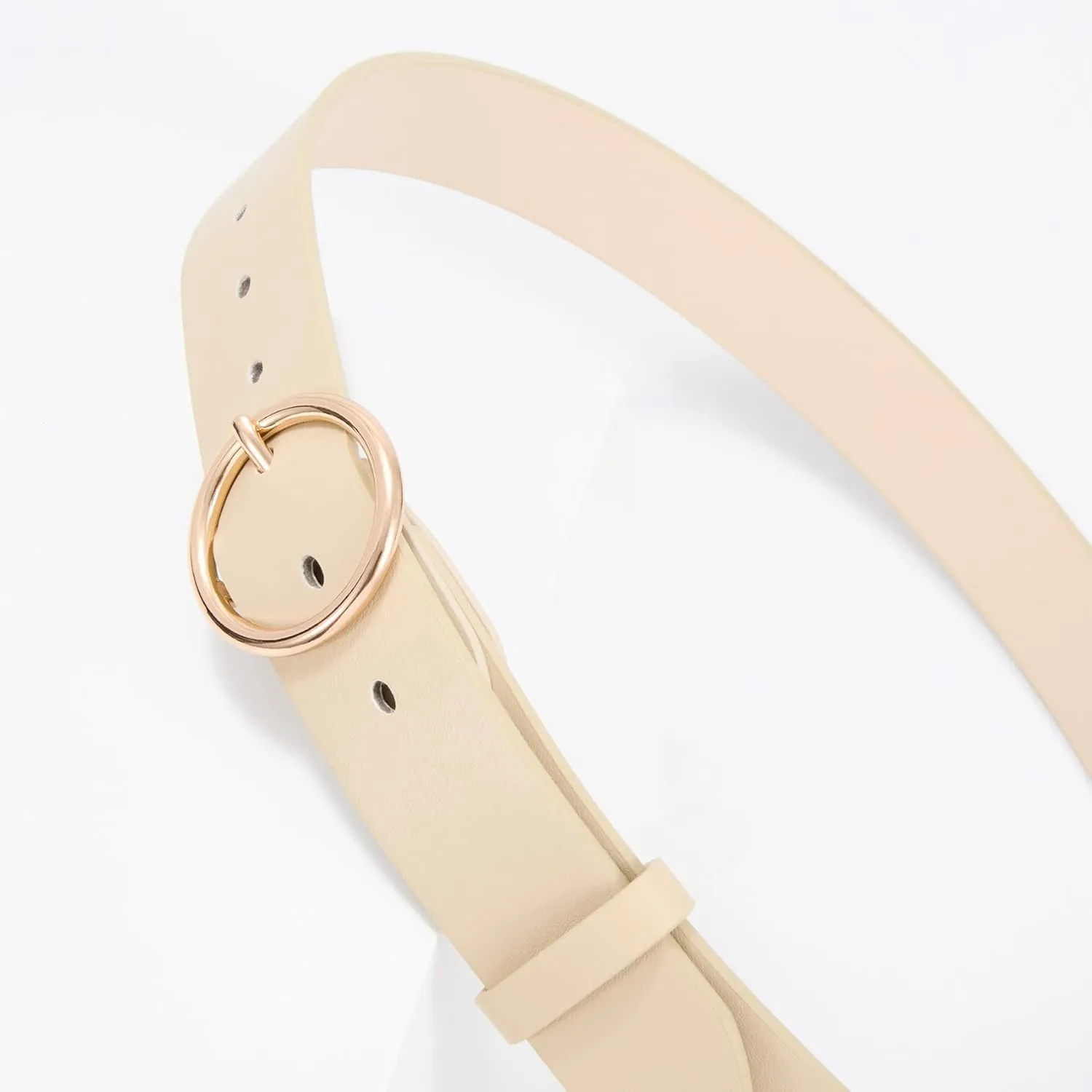 XZQTIVE Women Leather Belt with Circle Gold Buckle Fashion Ladies Waist Belt for Jeans Pants Dresses