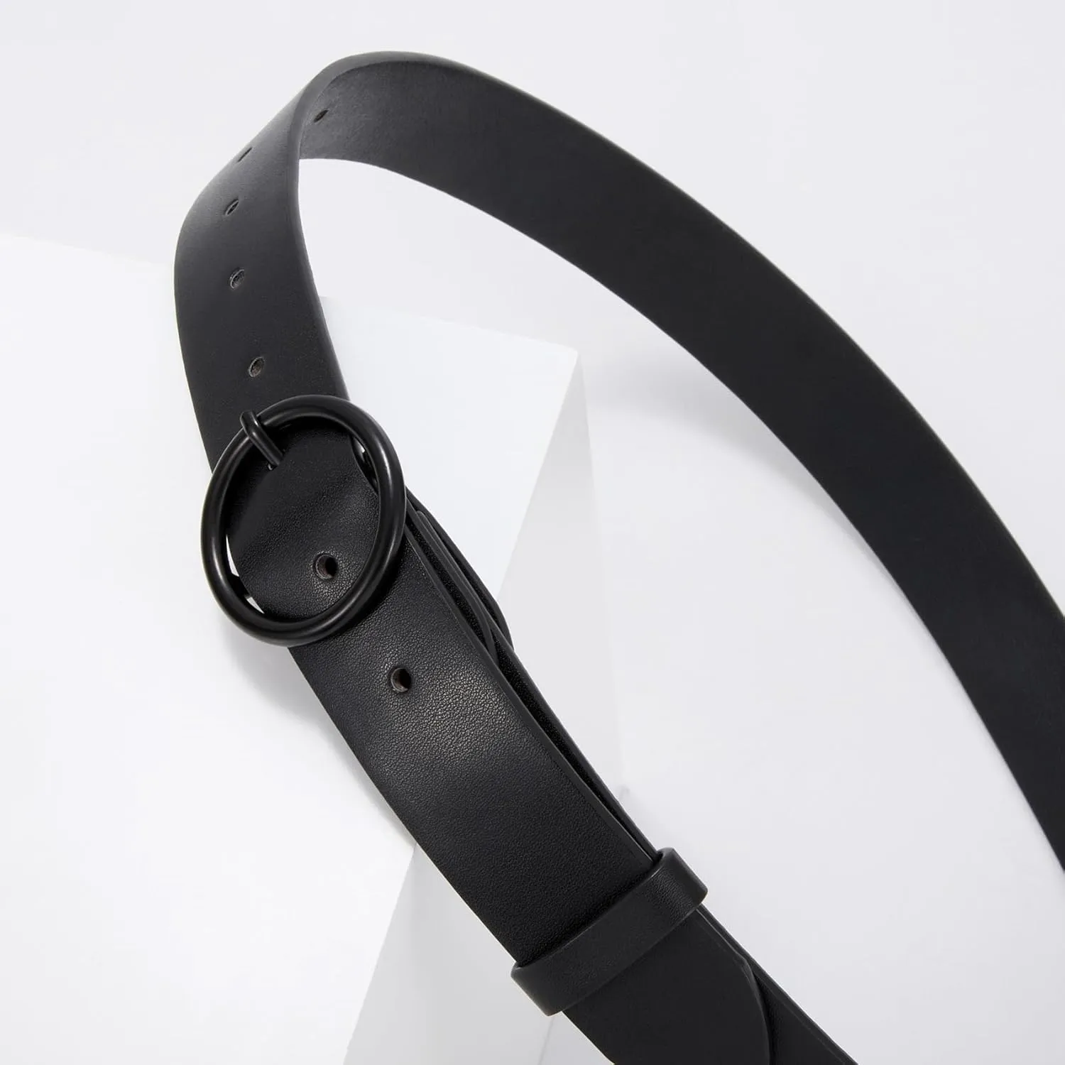 XZQTIVE Women Leather Belt with Circle Gold Buckle Fashion Ladies Waist Belt for Jeans Pants Dresses