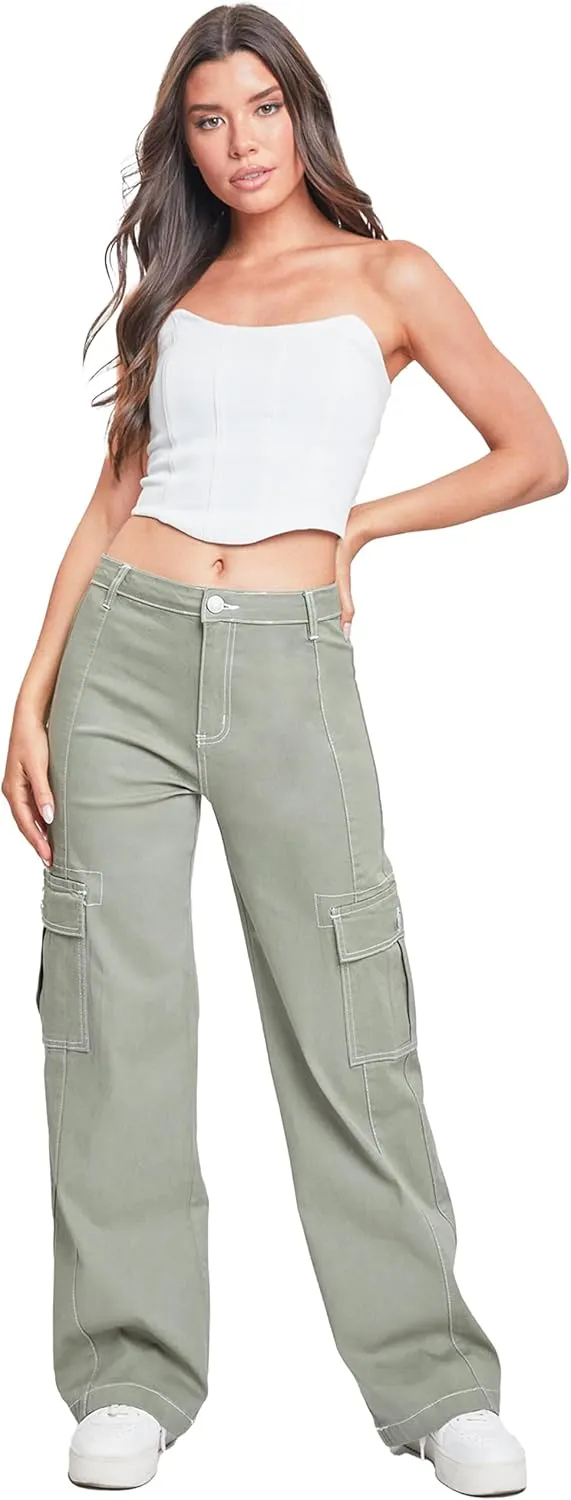 YMI Jeans Women's Cargo Pants with Front Seam