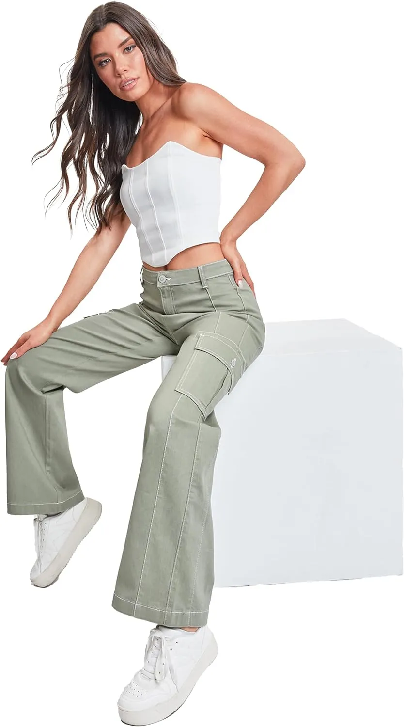 YMI Jeans Women's Cargo Pants with Front Seam