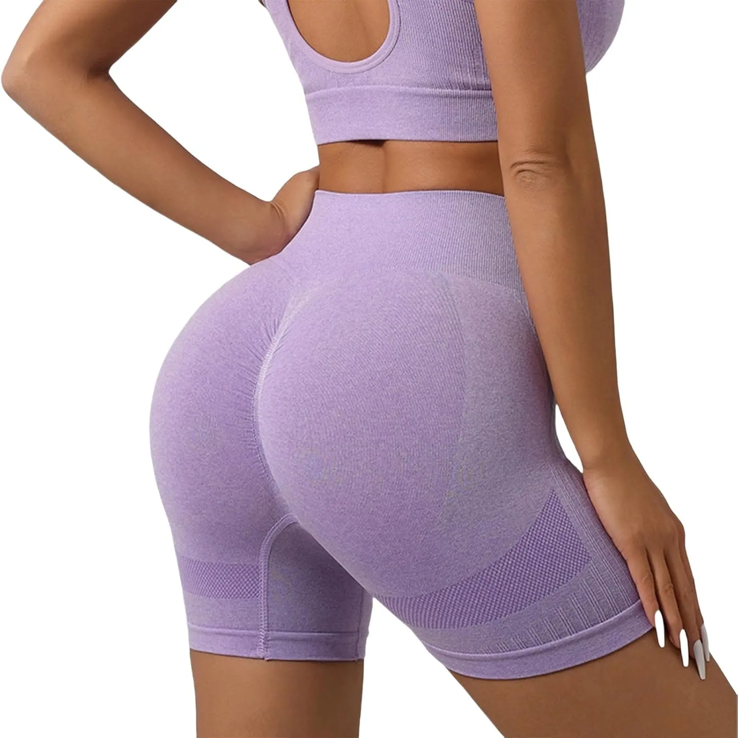 Yoga Shorts for Women Seamless High Waisted Stretchy Slim Bike Shorts Tummy Control Trendy Booty Workout Gym Shorts