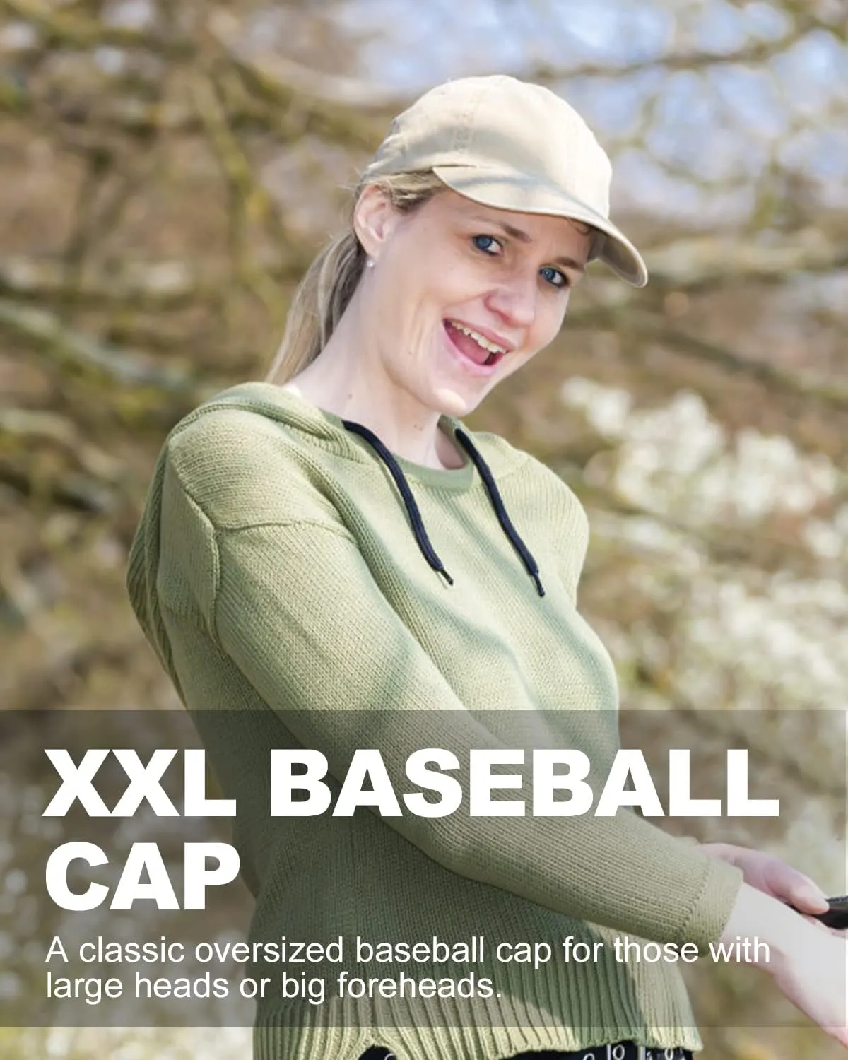 Zylioo Oversize XXL 100% Cotton Baseball Cap,Large Baseball Hat for Big Heads 23.5"-25.5",Adjustable Plain Dad Cap